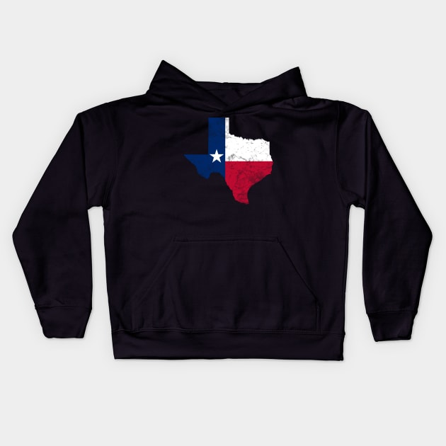 Texas State Map Flag Kids Hoodie by Scar